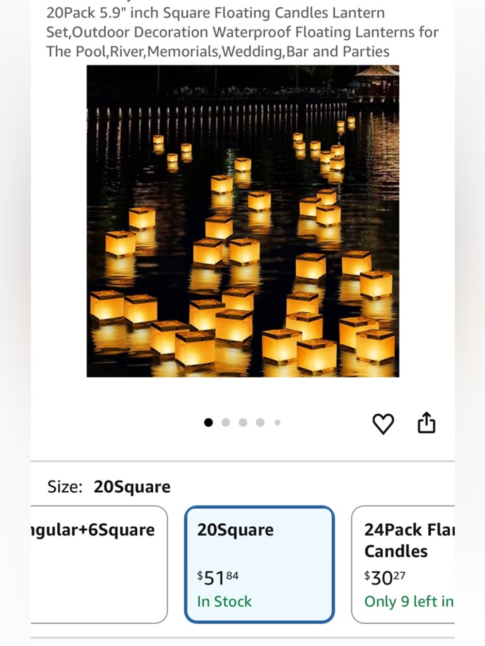 Floating Square Lanterns - Warm Amber (20 Pack)